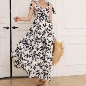 SHEIN Black and White Floral Maxi Dress